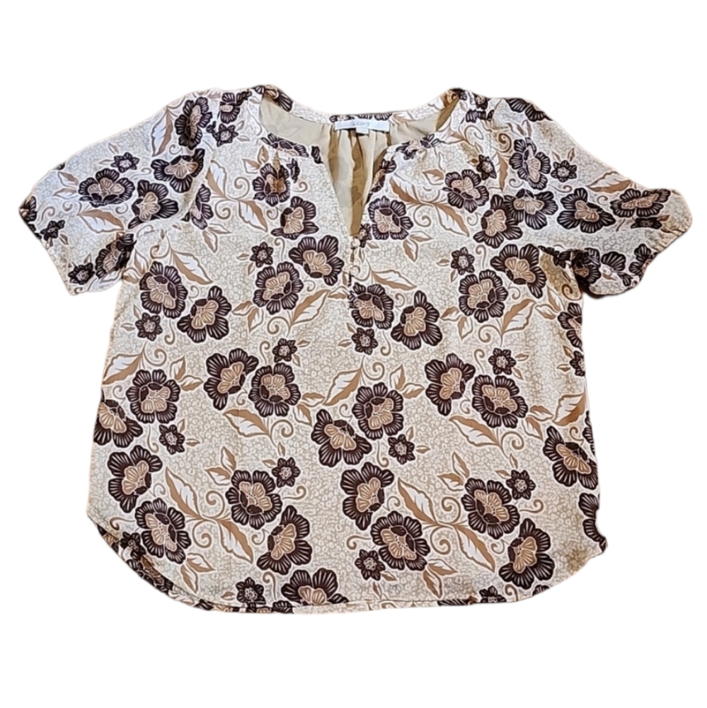 Loft floral brown beige blouse